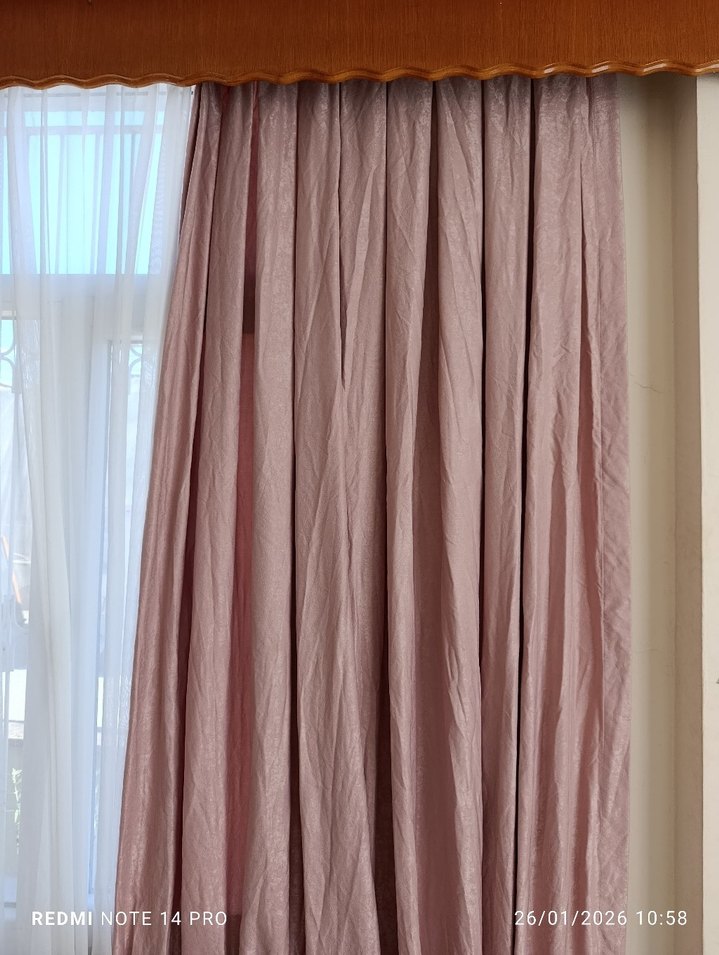 Bohem Tarzda Perde pudra renk fon perde eni 96 cm ,,boyu uzun - Görsel 3