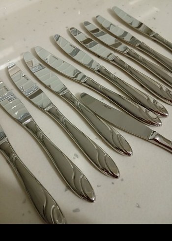 Gümüş Tonlu 12 Parça yemek Bıçak Seti İnter - Görsel 2