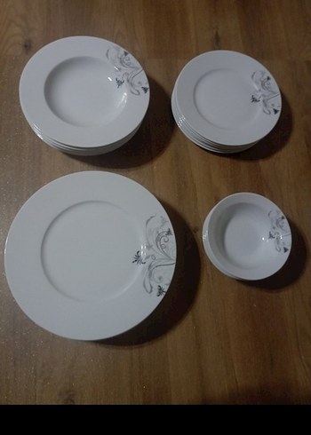 Kütahya porselen Gri Detaylı Beyaz Yemek Takımı 20 parça - Görsel 7