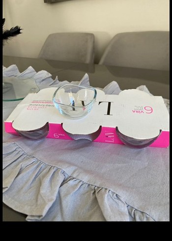 Şeffaf Küçük Cam Kase lav marka vira model 6lı sosluk lokumluk - Görsel 2