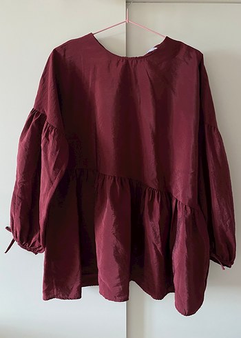Bordo tesettür takım, Fırfırlı, Salaş