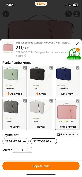 Beden Pembe Tablet/Macbook Kılıfı