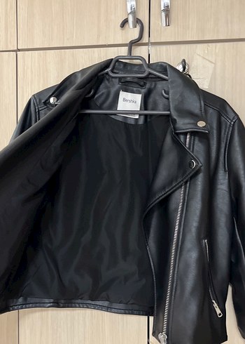 Bershka Siyah Deri Biker Ceket - Görsel 2