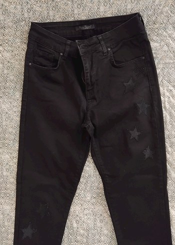 Siyah Nakışlı Kot Pantolon - Görsel 3