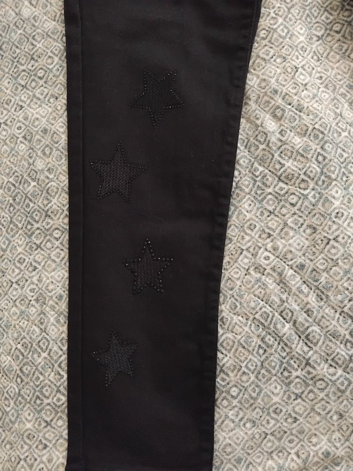 Siyah Nakışlı Kot Pantolon - Görsel 5