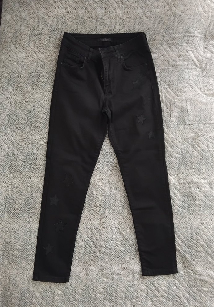 Siyah Nakışlı Kot Pantolon - Görsel 2