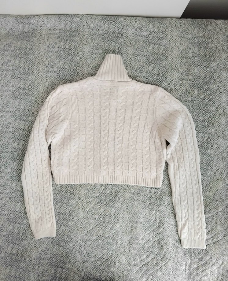 Krem Rengi Crop Hırka - Görsel 2