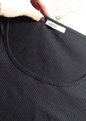 m Beden Siyah Uzun Kollu Fırfırlı Crop Top