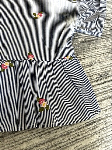 Zara Zara çiçek nakışlı çizgili gömlek