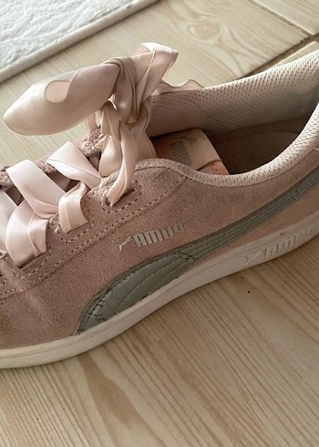 Pembe Süet Bağcıklı Puma Sneakers