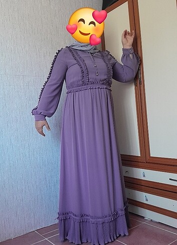 Tesettür elbise lila
