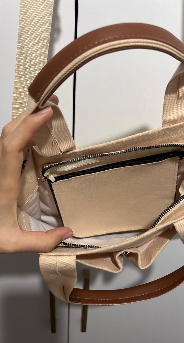 Bej kanvas Kadın Çanta - Görsel 3