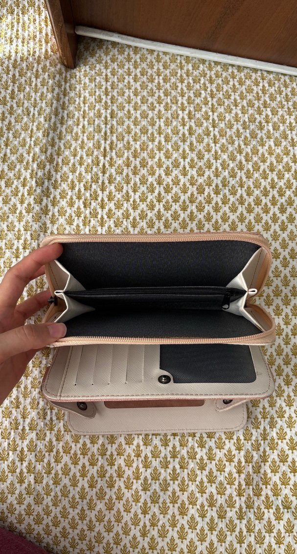 Pembe Süet Fermuarlı Kadın Portföy Cüzdan - Görsel 4