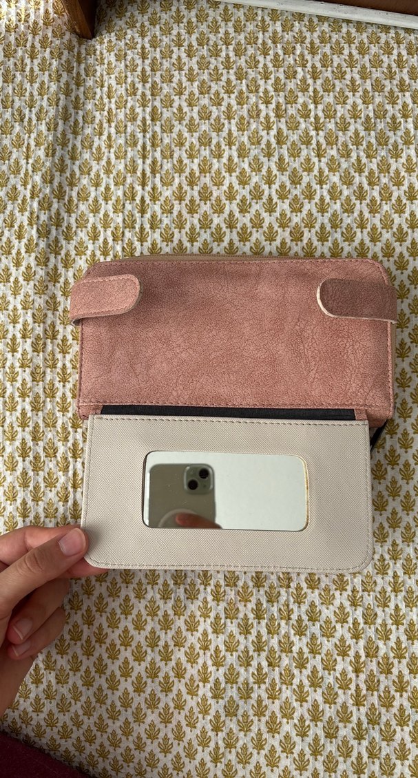 Pembe Süet Fermuarlı Kadın Portföy Cüzdan - Görsel 2