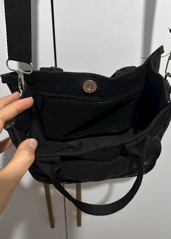 Kilitli Siyah kanvas Kadın Çanta - Görsel 2