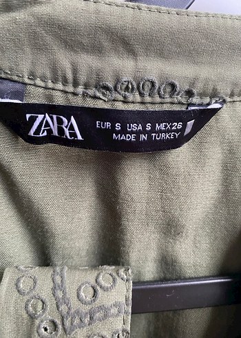 Nakışlı Keten Haki Hamile Bluzu - Görsel 2