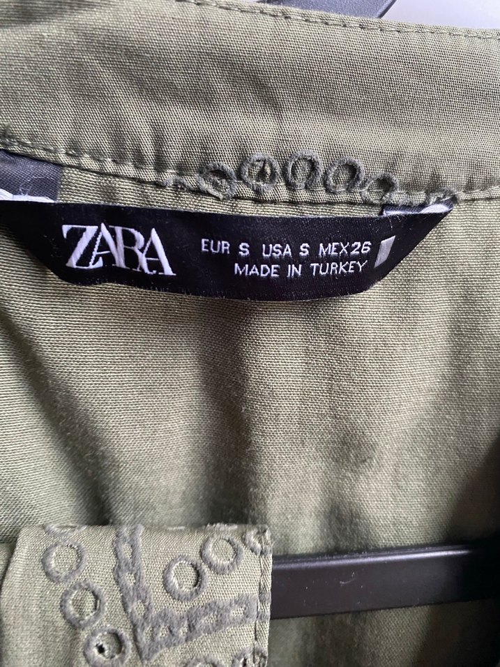 Nakışlı Keten Haki Hamile Bluzu - Görsel 2