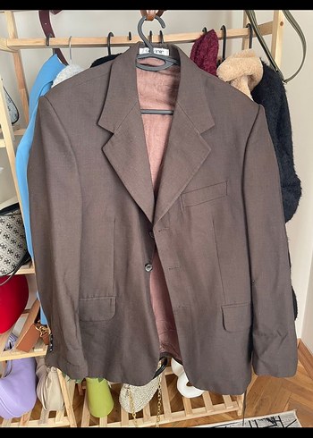 Diğer Sikligin Simgesi Kahverengi Tek Dugmeli Blazer Ceket