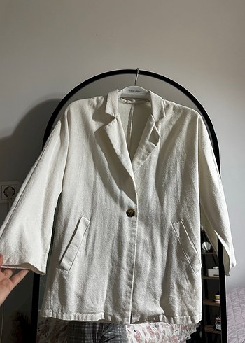 Zara Ekru Minimal Blazer Ceket