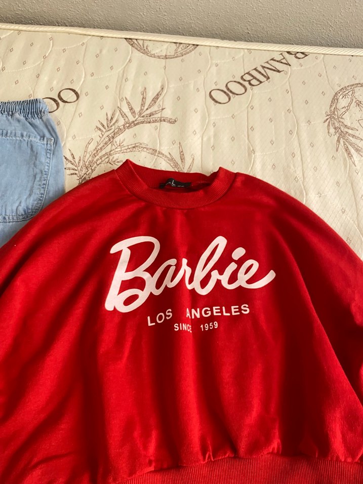 Barbie Baskılı Kırmızı Pamuklu Sweatshirt - Görsel 3