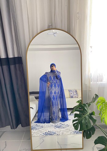 diğer Beden Parlak Mavi Uzun Abiye Elbise