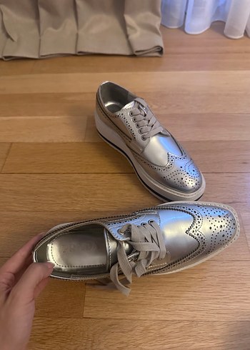 38 Beden Prada Gri Platform Topuklu Kadın Klasik Ayakkabı