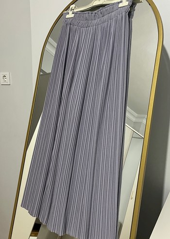 Lila Piliseli Uzun Kadın Etek pantolon - Görsel 2