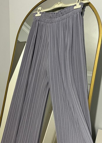 Lila Piliseli Uzun Kadın Etek pantolon - Görsel 3