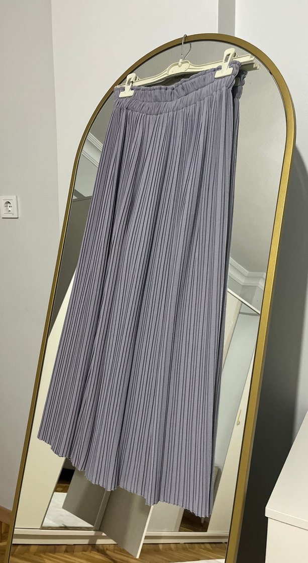 Lila Piliseli Uzun Kadın Etek pantolon - Görsel 2