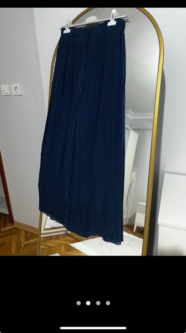 Lila Piliseli Uzun Kadın Etek pantolon - Görsel 4