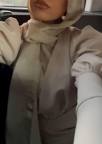 Bej Uzun Kollu Kemerli Kadın Elbise - Görsel 5