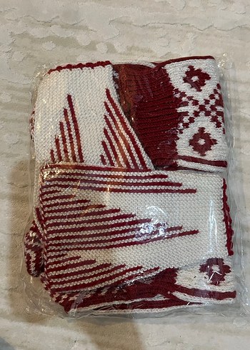 Bordo Nakışlı patik ve kolluk - Görsel 2