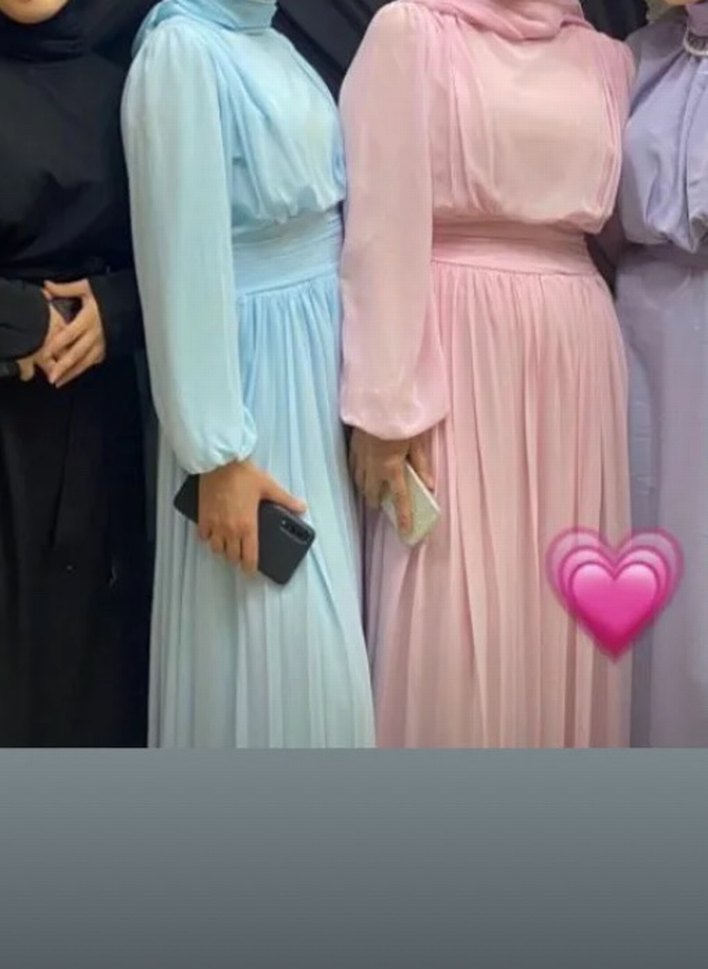 Mavi Uzun Kollu Pilili Abiye Elbise - Görsel 3