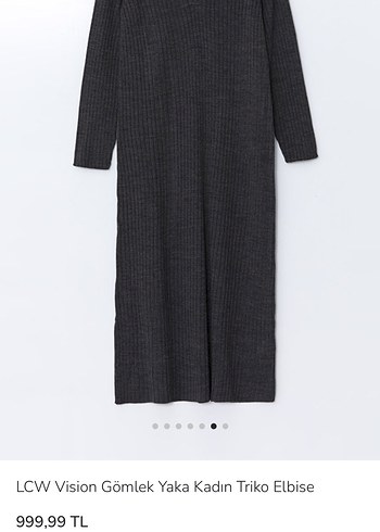 LCW Gri Uzun Kadın Triko Elbise - Görsel 3