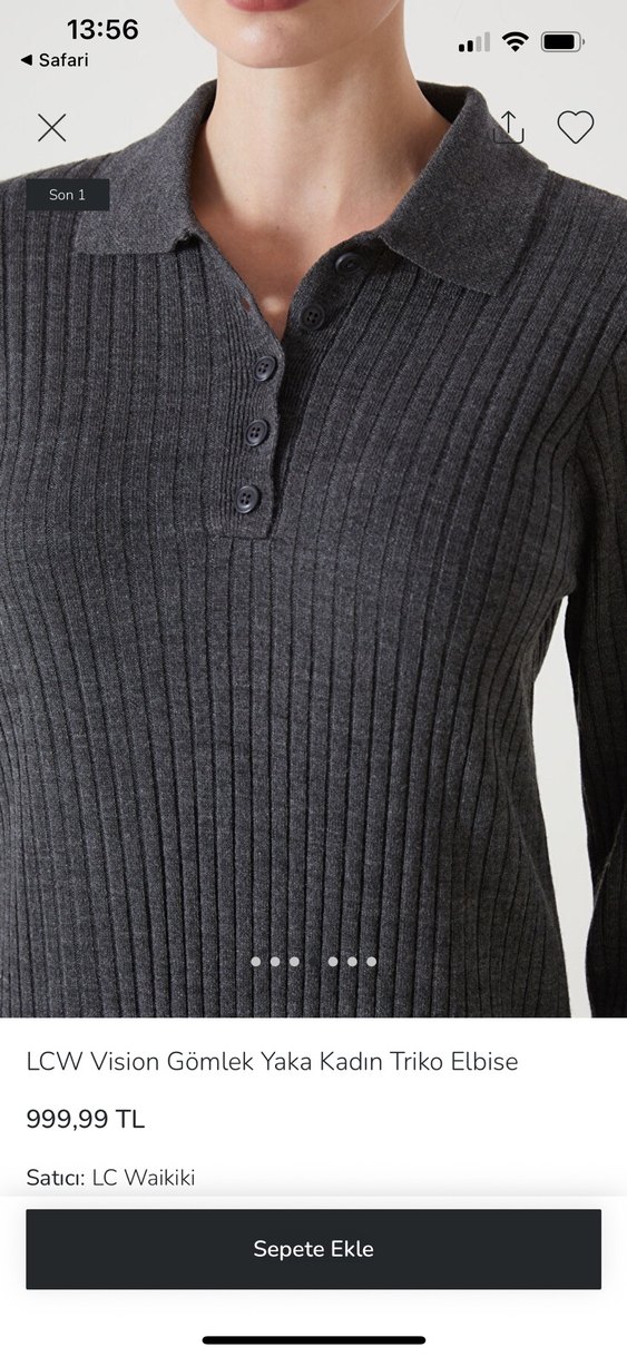 LCW Gri Uzun Kadın Triko Elbise - Görsel 2