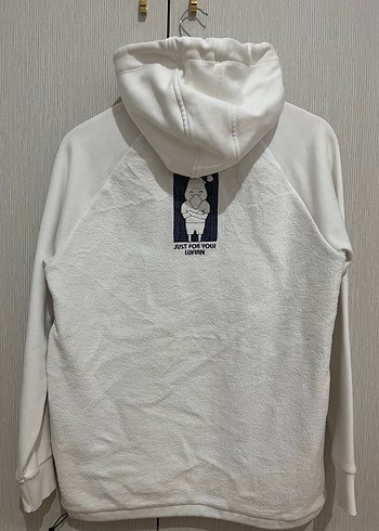 Erkek Beyaz Kapüşonlu Sweatshirt - Görsel 4