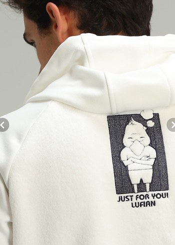 Erkek Beyaz Kapüşonlu Sweatshirt - Görsel 2