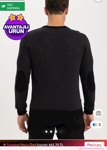 Defacto Gri Erkek Bisiklet Yaka Kazak - Görsel 4