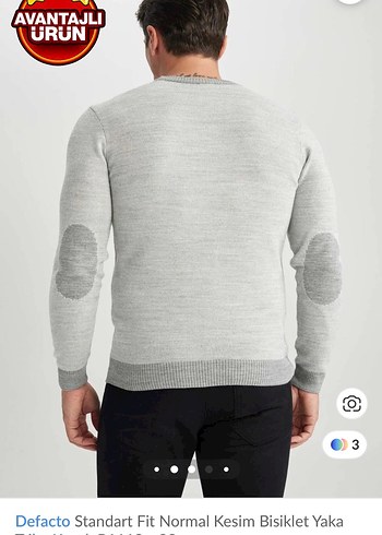 Defacto Gri Erkek Bisiklet Yaka Kazak - Görsel 2
