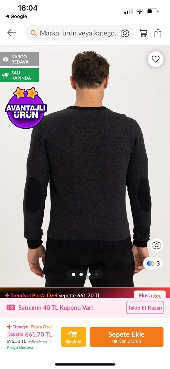 Defacto Gri Erkek Bisiklet Yaka Kazak - Görsel 4