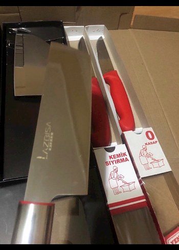 Kırmızı Saplı Kasap Bıçak Seti - Görsel 2