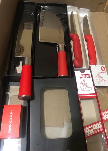 Kırmızı Saplı Kasap Bıçak Seti - Görsel 5