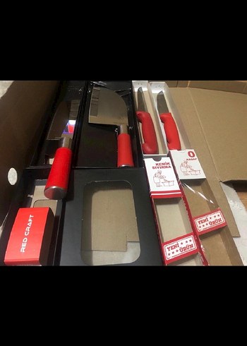 Kırmızı Saplı Kasap Bıçak Seti - Görsel 12