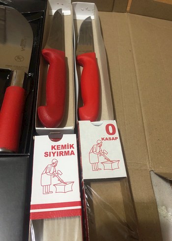 Kırmızı Saplı Kasap Bıçak Seti - Görsel 7