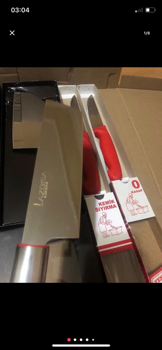 Kırmızı Saplı Kasap Bıçak Seti - Görsel 2