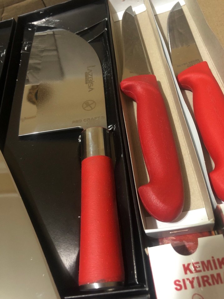 Kırmızı Saplı Kasap Bıçak Seti - Görsel 4