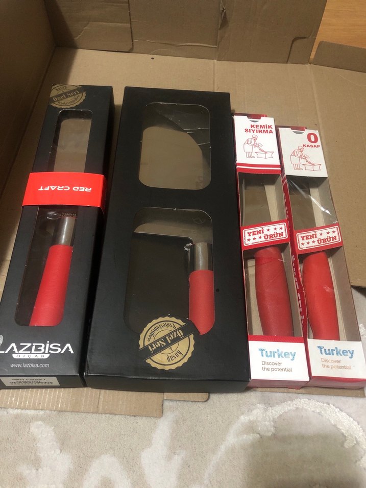 Kırmızı Saplı Kasap Bıçak Seti - Görsel 3