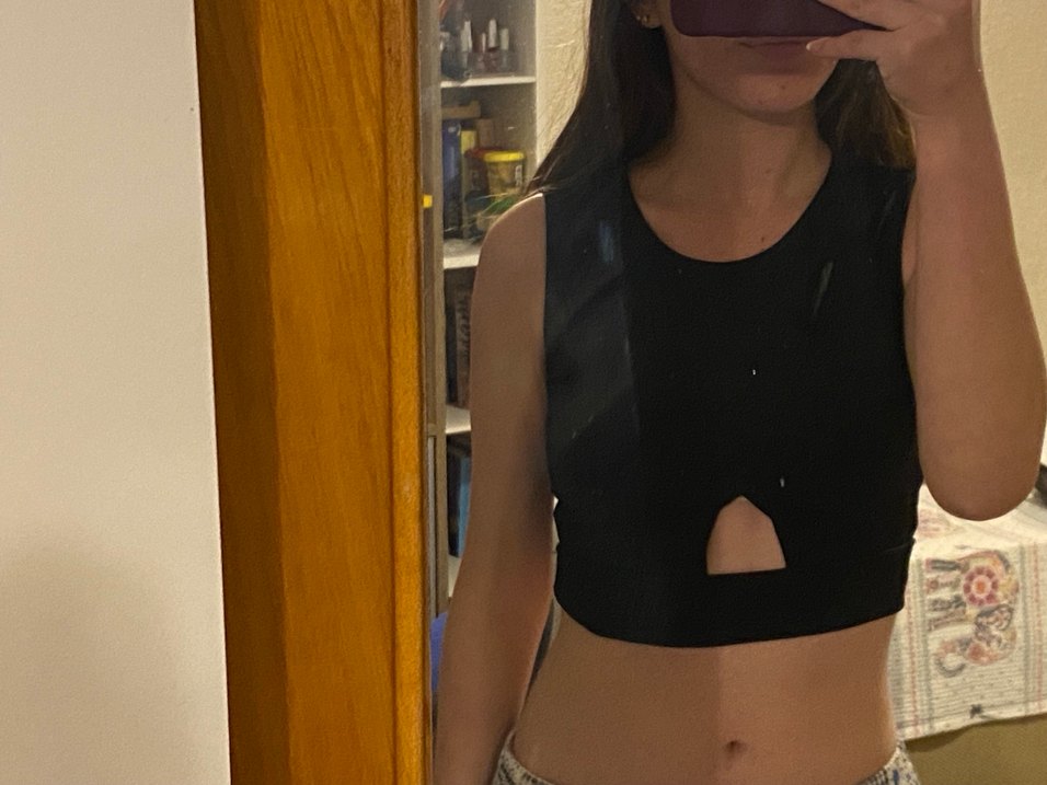 Siyah Kadın Crop Top, Düz Yaka, Kolsuz - Görsel 2