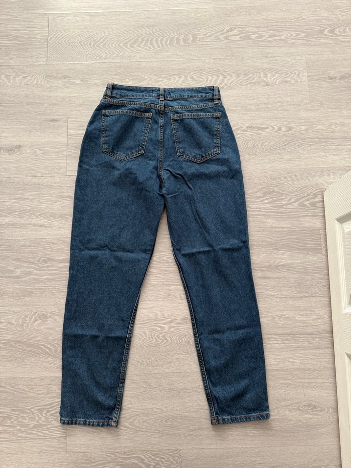 mom jean mavi kot pantolon - Görsel 2