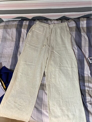 stradivarius bej keten pantolon